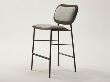 VINTAGE - High fabric stool with leather details by Casa Covre - view 2